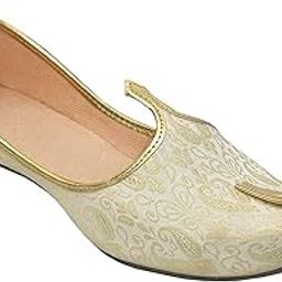 Sherwani Jutti for Men's (White+Golden, Numeric_6)-image-55