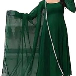 Stylish Women Georgette Fit and Flare Round Neck Solid Evening Gown-picture-54