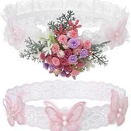 Wedding Garter Flower Garter for Bride Butterfly Bridal Garter Pearls Bride Garter for Women and Girls(2PCS), Whitea, One Size-image-46