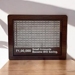 Savings Goal Tracker Frame, Wooden Money Visualization Board, ₹1,00,000 Target Display, Brown-picture-24