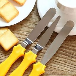EXCEL ENTERPRISES Stainless Steel 3 Pcs Palette Knife Set 3-in-1 Multi-Function Stainless Steel Cake Icing Spatula Knife, Multi Color, Set of 3-Pcs-7
