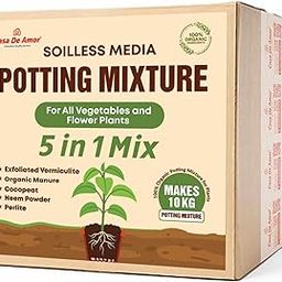 Casa De Amor 5-in-1 Potting Mixture- Makes 10Kg Soil Less Mixture with Cocopeat, Vermiculite, Perlite, Neem Powder & Organic Manure for Healthy Plant Growth (Pack of 01)-image-6