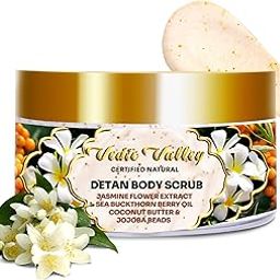 Vedic Valley Vegan Detan Jasmine Scrub with Organic Actives | Tan & Black Head Removal | Removes Dirt & Dead Skin from Neck, Knees, Elbows & Arms | Skin Brightening & Exfoliating Scrub For Men & Women | 250 gm-image-32