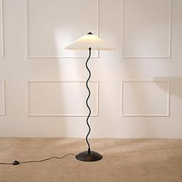 FIG Living Wavy Floor Lamp (Off White) | Handpleated Lampshade | Best for Home Decor, Living Room, Cafe & Restaurant | Minimalist Style | (Bulb not Included)-image-39