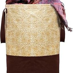 Kuber Industries Waterproof Canvas Laundry Bag/Hamper|Metalic Printed With Handles|Foldable Bin & 45 Liter Capicity|Size 37 x 37 x 46, Pack of 1 (Brown)-6