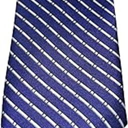 Men's Striped Necktie, Navy Blue and White, Diagonal Pattern, Formal Wear-image-13