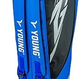 YOUNG R2 Kitbag Double Zipper | Durable Polyester | Side Pouch | Backpack Type Badminton Kitbag (Blue Black)-picture-16