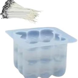2 Cavity 3D Bubble Cube Shape Candle Mould for Candle Making, Home Decor, Aromatherapy for Candles - Free 50 Wicks-image-68