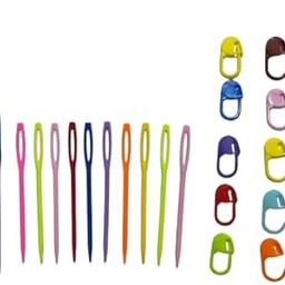 3.5 mm No. 9 Crochet Hook Needle + Locking Stitch Markers (Multi, 10Pcs) + Large Eye Plastic Needle (Multi, 10Pcs) Combo of 21 Pcs-7