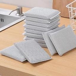 Sponge Scrubber, Scrub Sponge for Utensil Cleaning, Scratch Proof Scrubber for Kitchen Utensils, Steel Wire Non-Scratch Reusable Dishwashing for Kitchen(Pack of 04) (4)-image-41