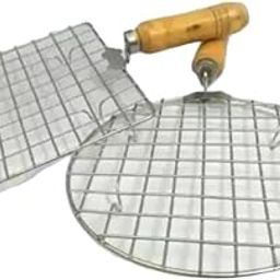 TREANDCARD Stainless Steel Papad Jali Multipurpose Roaster with Wooden Handle | Roti, Brinjal Bharta, Paneer Tikka, Tandoor, Toast Grill Barbeque Net for Gas Stove Use(Round + Square Shape, Pack of 2)-image-69