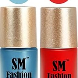 SM FASHION Nail Polishes, Sky Blue-Red Velvet Matte Nail Paint Combo Set of 2 Pcs 7ml each-image-3