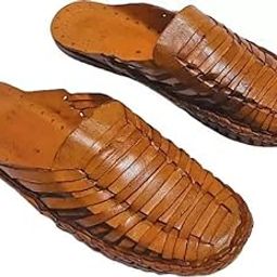 QADUMI Men Brown Royal & Traditional Style Leather Ethnic Brown Kolhapuri Chappals/Sandals/Mojaris-image-13