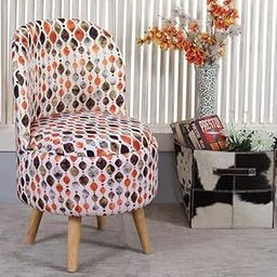 LB TRENDS Sitting Solutions for Home – Wooden Frame Round Ottoman Chair, Soft Cushion Pouffes, Stools Ideal for Living Room, Study & Makeup Table, 32 Inch Height, Chair, Orange Crystal-image-12
