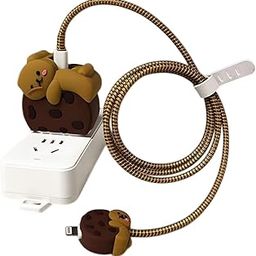 GameSir Cute Cartoon Protective Case for iPhone 18W & 20W USB-C Adapter Charger Cable, 3D Cartoon Charger Cover Wire Saver Cable Protector for iPhone Fast Charger (Brown-Biscuit-Bear)-image-74