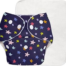 SuperBottoms BASIC™ Cloth Diaper Without Soaker for 3m-3y babies (Blue Stars) | Washable & Reusable Diapers | Quick Absorption, Lasts 3+ hrs | Leakproof Day Diaper | 0 chemicals-0