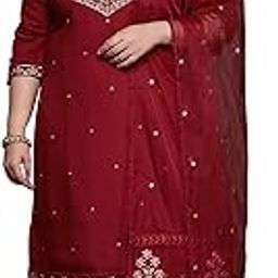 Women Silk Blend Embroidered Scalloped Kurta Pant With Dupatta Set (Ps9Kh7113)-9