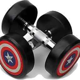 GYM CARE Captain America Edition Dumbbells Pair | 2.5kg To 12.5kg | Durable Anti-Skid Rubber & Cast Iron | Ideal for Home Workouts & Personal Fitness Training | Dumbbell 10kg Set of 2 | Black-image-88