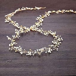 Bridal Hair Accessories Crystal Headband Rhinestone Hair Vine Evening Hair Piece Headpiece Vintage Style Long Piece Wedding Headpiece for Women (Gold)-image-65