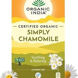 A TATA Product - Organic India Simply Chamomile Infusion, 25 Tea Bags, Certified Organic, Soothing & Relaxing, Caffeine-Free, Whole Herb Blend-image-68