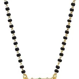 925 Sterling Silver 1Gm Gold Plated Kala Mani/Black Beads Vati Mangalsutra Necklace For Women | Hypoallergenic | Anti -Tarnish | Gift For Women-2