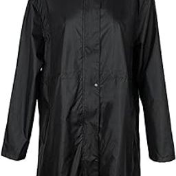 ™ Women's Lightweight Raincoat Hooded Waterproof Outdoor Long Jacket L Black | Coats & Jackets | Womens Clothing-image-3
