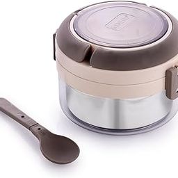 GANESH Stainless Steel Tiara 3 Layer Food Container with Handle & Attractive Spoon for Office & School Use/Food Grade/Air Tight/Easy to Carry/Leak Proof (400ml) Cream-27
