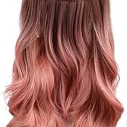 UJEAVETTE® Black to Pink Wig Curly Stylish Wave Hair Wigs for Daily Wear Cosplay Dating-36