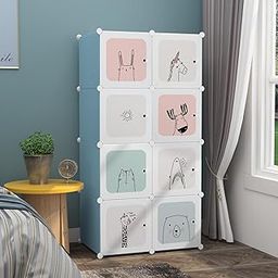 CoolLeaf Soft Plastic Cupboard for Bedroom,Soft Plastic Wardrobe for Kids,8 Cubes Baby Cupboard for Storage in Bedroom,Foldable Wardrobe for Clothes/Toy/Book,Blue Cartoon - (CW-BC8)-10