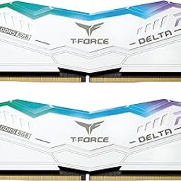 TeamGroup T-Force Delta RGB 2x16GB 6000MHz (6000MT/s) CL30 White 32GB DDR5 RAM Kit, Desktop Gaming Memory, Metal Heatsink, ARGB Sync, ECC, XMP 3.0/EXPO, For Intel/AMD CPU, High Performance Low Latency-2