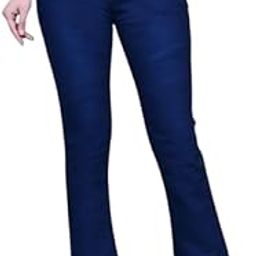 Women's Bell Bottom Navy Blue Jeans – High Waist Stretch Flared Denim for Retro-Inspired Casual & Evening Looks-picture-2