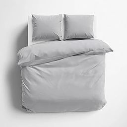 Bhoomi Impex Duvet Cover, Brushed Microfiber Bedding Set 3 Pieces Solid Duvet Cover, 1 Duvet Cover with 2 Pillowcases, with Zipper Closure, Ultra Soft (Light Grey_Single Size Duvet Cover)-picture-4