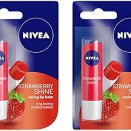 Nivea Women Pack of 2 Strawberry Shine Long Lasting Caring Lip Balm,4.8 g (Pack of 2)-37