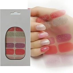 S.A.V.I 12PCS Glittery Gel Nail Stickers – Vibrant Red & Pink, Full Nail Art Decals, Long-Lasting Shine, Easy to Apply & Remove, Perfect for DIY Manicure-image-99