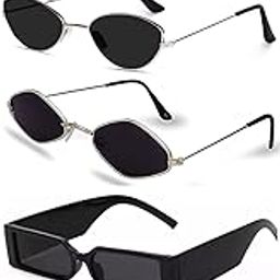 Unisex Combo offer pack of 5 shades glasses Black Candy MC stan Rectangle Retro Vintage Narrow Sunglasses Women::Men Small Narrow Square Sun Glasses Combo offer pack of 5-12