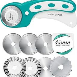 45mm Rotary Cutter for Fabric with 8pcs Rotary Blades, Rolling Fabric Cutter Crochet Edge Skip Stitch Blade Perforating Rotary Cutter, Pinking Rotary Cutter for Quilting Crafts Sewing-image-19
