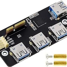 PCIe to USB Adapter 4X USB 3.2 Gen1 Ports Compatible with USB 3.0/2.0/1.1 (PCIe) Expansion Card for Raspberry Pi Compute Module 4 IO Board, Powered from Either PCIe 12V or from 12V DC Header-20