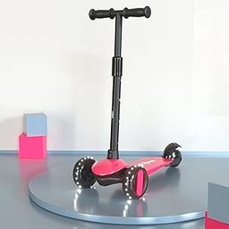 Baybee Alpha Kick Scooter for Kids, Smart 3 Wheel Kids Scooter with 4 Height Adjustable Handle, Runner Scooter with Led PU Wheels & Brake, Skate Scooter for Kids 3 to 10 Years Boys Girls (Pink)-33