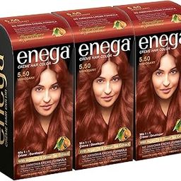 Enega Cream Hair Color With Argan Oil & Green Tea Extract No Ammonia Cream Formula Smooth Care For Your Precious Hair! Mahogany (Pack Of 3,120ML+120ML+120ML)-image-38