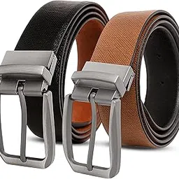 vogard Reversible Men’s Belt | Formal & Casual Synthetic Leather | Rotating Buckle | Adjustable Cut-to-Fit | Dress, Office, Jeans Belt-picture-3