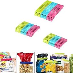 Multipurpose Food Snack Storage Clips Plastic, Packet Sealing Clamps, Manual Bag Sealer, Food Pouch Clip, Bag Zipper for Home Kitchen Office Travel Camping, (Multicolor - Set of 18)-picture-20