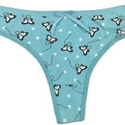 Cotton Thong Panty, Sky Blue with Butterfly Print-image-8