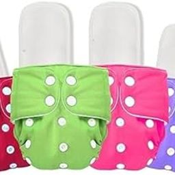 Reusable Leakage-proof cotton cloth diapers for babies, high absorbent 4 reusable diaper 4 insert pad combo pack washable cloth diaper free size 3-15kg baby adjustable-image-94