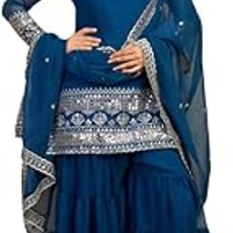 Traditional Georgette Lehriya Print Sharara Suit Set | Sharara with dupatta | Fancy Suit for Woman-picture-11