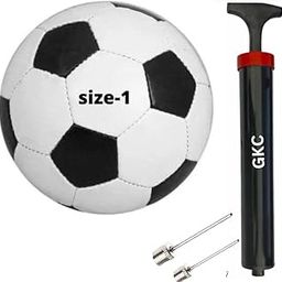 GKC PVC Size-1 Football Black-White, Pump with Needle Suitable for Age Group 1 to 5 Age Children Best for Kids-image-48