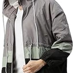 Oversized Colour Block Hooded Windbreaker Jacket-image-1
