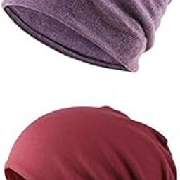 LICHTS®2 Pieces Cotton Slouchy Baggy Beanie Chemo Hat Slouchy Cap Purple+Red|Clothing, Shoes & Accessories | Womens Accessories | Hats|2 Pieces Slouchy Hats (As)-image-59