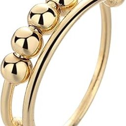 CALANDIS™ Round Beaded Ring Spinner Anti-anxiety Ring Rotatable Jewelry Golden | Fashion Jewelry-image-12