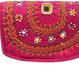 Women's Light Pink Cotton R.C Mirror Work Purse-image-95
