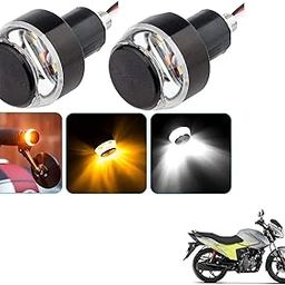 AUTOADDICT Auto Addict Bike And Scooty Handle Bar End DRL/White And Yellow Turn Signal LED Light Blinker Indicator For Hero Glamour-32